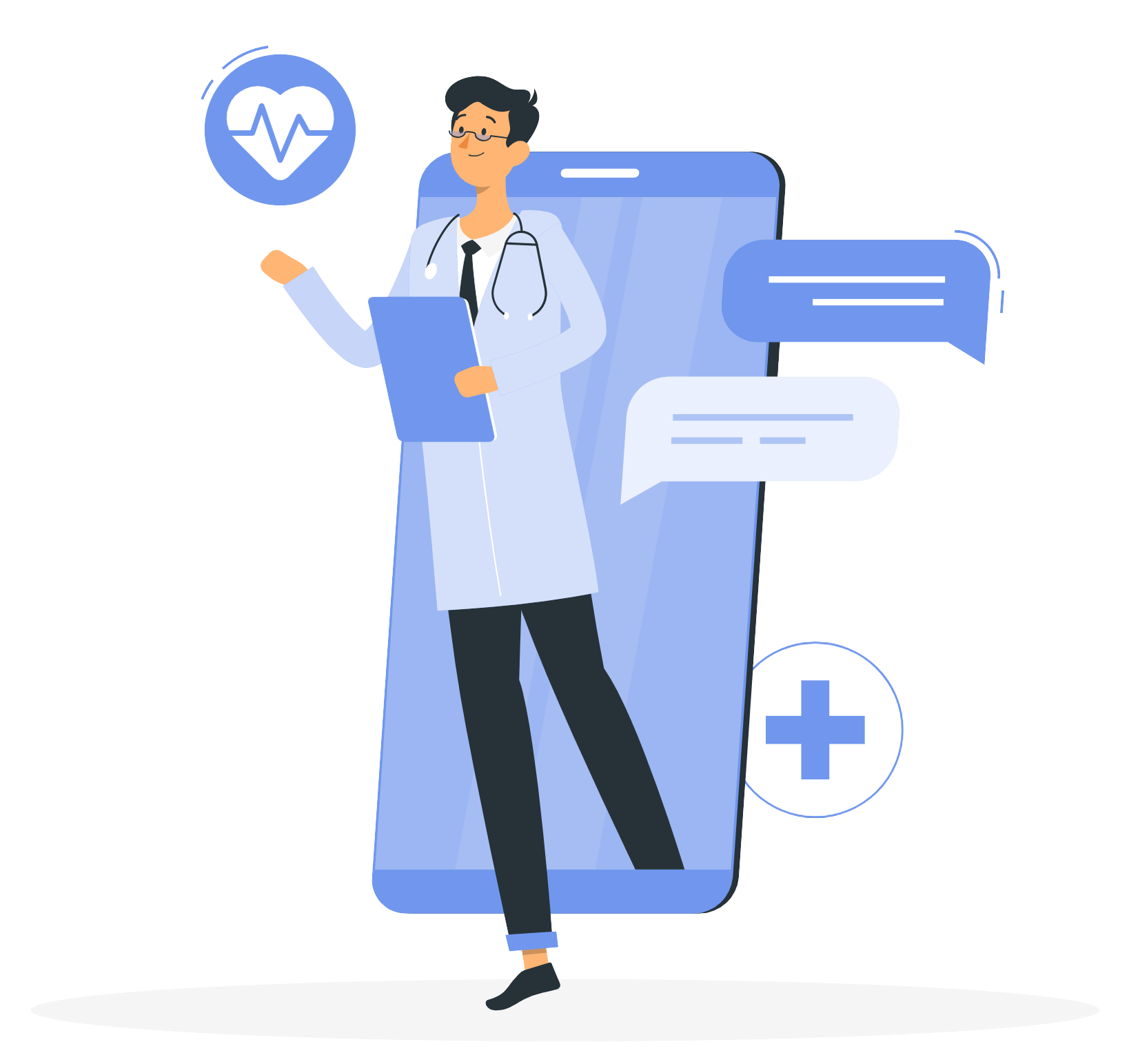 Doctor using WhatsApp patient engagement software dashboard