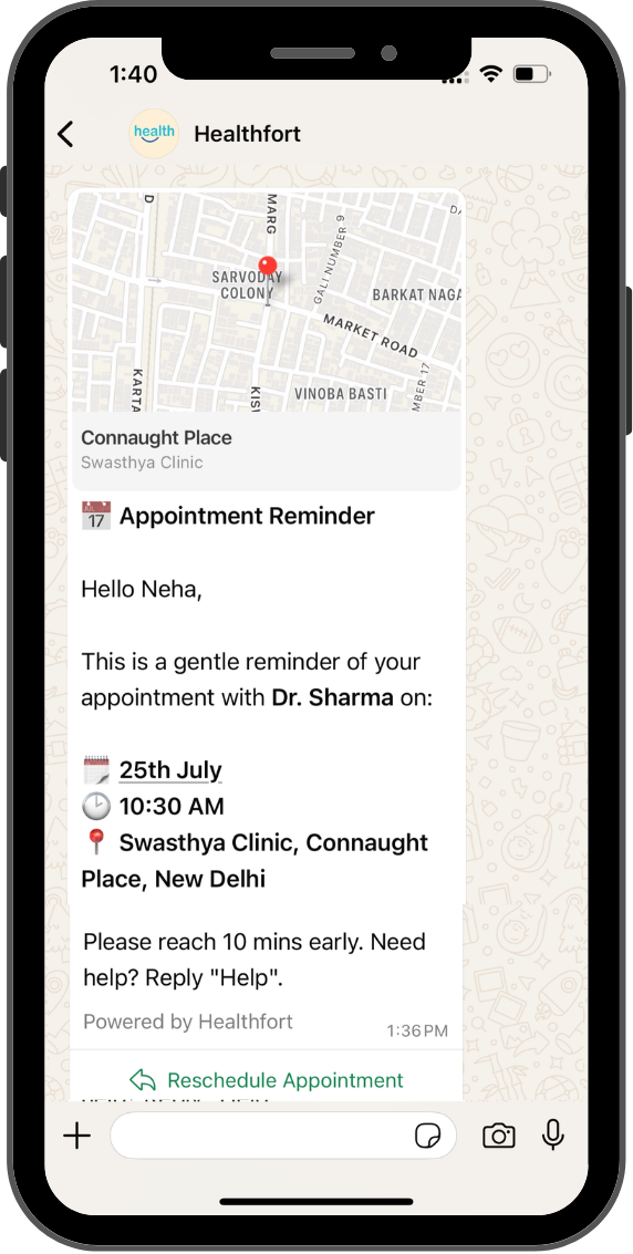 WhatsApp Appointment Reminder with Location